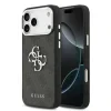 Husa spate Guess PU 4G cu logo metalic pentru iPhone 17 Pro Max, argintiu și negru