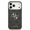 Husa spate Guess PU 4G cu logo metalic pentru iPhone 17 Pro Max, argintiu și negru
