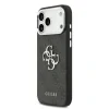 Husa spate Guess PU 4G cu logo metalic pentru iPhone 17 Pro Max, argintiu și negru