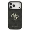 Husă spate Guess PU 4G cu logo metalic pentru iPhone 17 Pro Max, gri