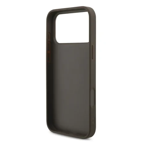 Husă spate Guess PU 4G cu logo metalic pentru iPhone 17 Pro Max, maro