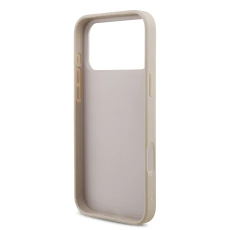 Husă spate Guess PU 4G cu logo metalic pentru iPhone 17 Pro Max, roz