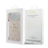 Husă spate Guess PU 4G cu logo metalic pentru iPhone 17 Pro Max, roz