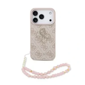 Husă spate Guess PU 4G cu logo metalic pentru iPhone 17 Pro, roz