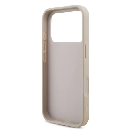 Husă spate Guess PU 4G cu logo metalic pentru iPhone 17 Pro, roz