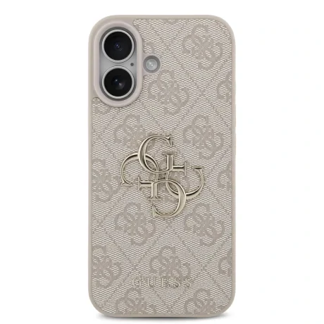 Husă spate Guess PU 4G cu logo metalic pentru iPhone 17, roz