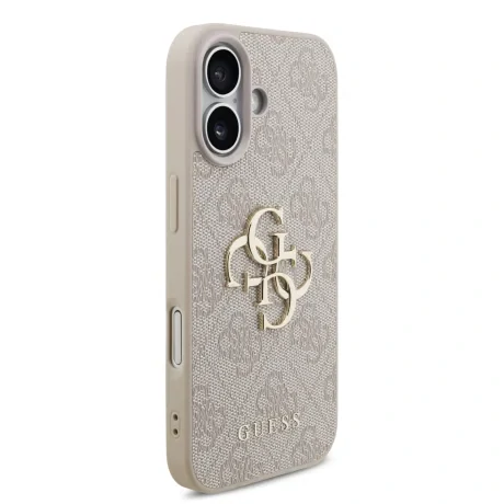 Husă spate Guess PU 4G cu logo metalic pentru iPhone 17, roz