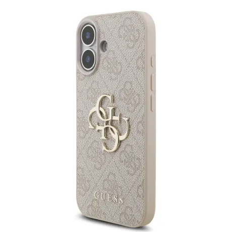 Husă spate Guess PU 4G cu logo metalic pentru iPhone 17, roz