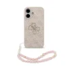 Husă spate Guess PU 4G cu logo metalic pentru iPhone 17, roz