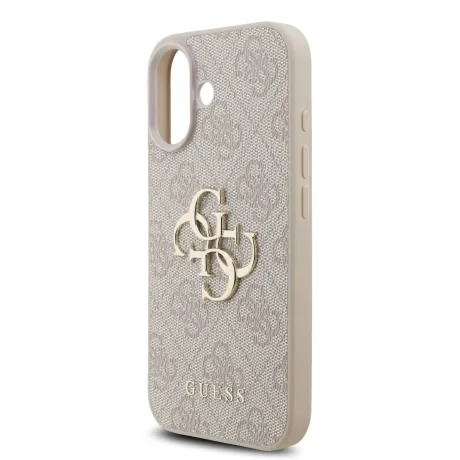 Husă spate Guess PU 4G cu logo metalic pentru iPhone 17, roz