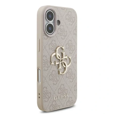 Husă spate Guess PU 4G cu logo metalic pentru iPhone 17, roz