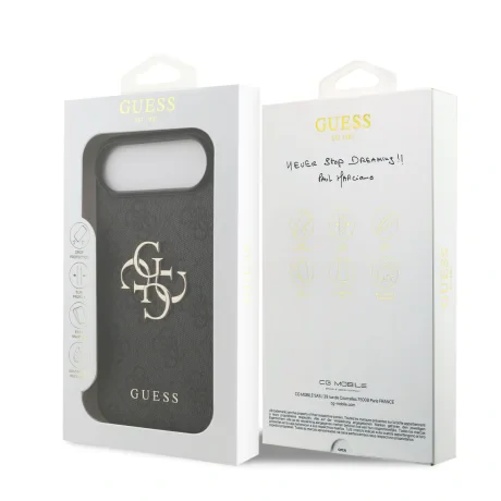 Husa spate Guess PU 4G cu logo metalic pentru iPhone Air, gri
