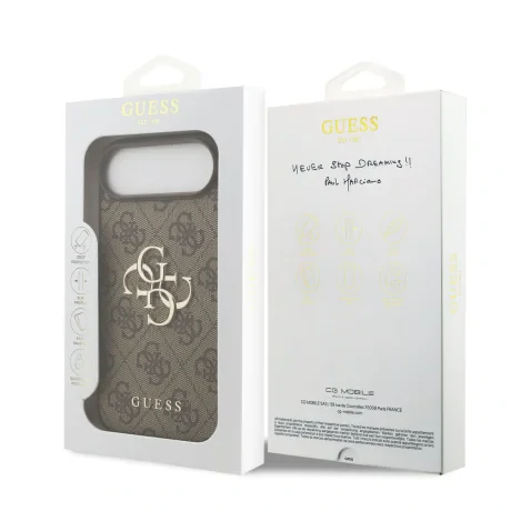 Husa spate Guess PU 4G cu logo metalic pentru iPhone Air, maro