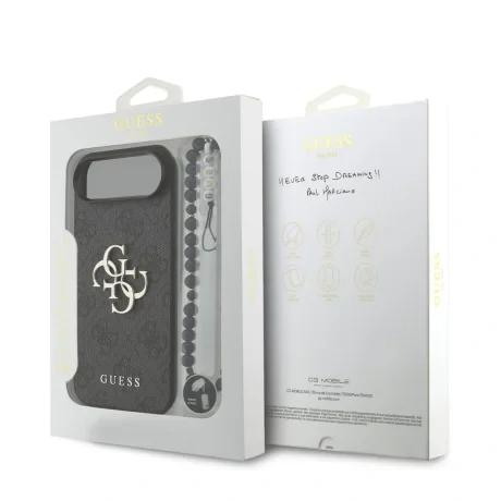 Husă spate Guess PU 4G cu logo metalic pentru iPhone Air, neagră