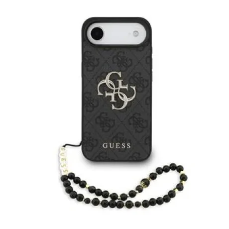 Husă spate Guess PU 4G cu logo metalic pentru iPhone Air, neagră