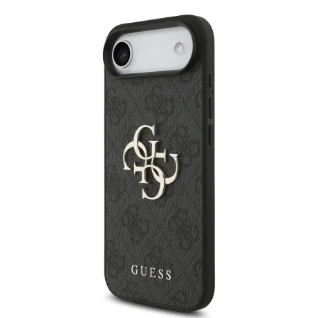 Husă spate Guess PU 4G cu logo metalic pentru iPhone Air, neagră