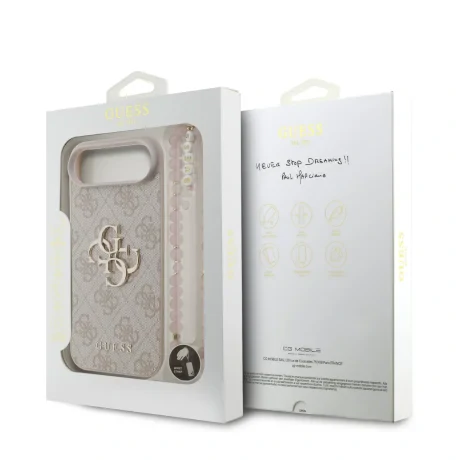 Husă spate Guess PU 4G cu logo metalic pentru iPhone Air, roz