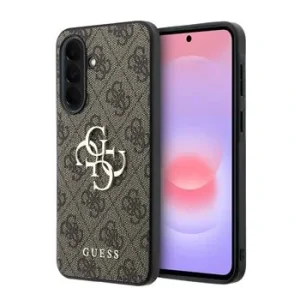Husa spate Guess PU 4G cu logo metalic pentru Samsung Galaxy A37, maro