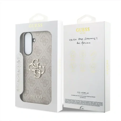 Husa spate Guess PU 4G cu logo metalic pentru Samsung Galaxy A37, roz
