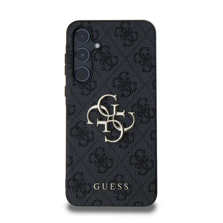 Husa spate Guess PU 4G cu logo metalic pentru Samsung Galaxy A55 5G, gri