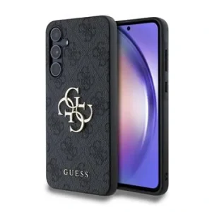 Husa spate Guess PU 4G cu logo metalic pentru Samsung Galaxy A55 5G, gri