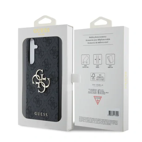 Husa spate Guess PU 4G cu logo metalic pentru Samsung Galaxy A55 5G, gri