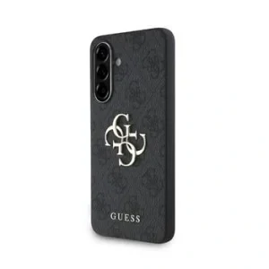 Husa spate Guess PU 4G cu logo metalic pentru Samsung Galaxy A56, gri