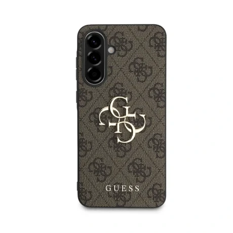 Husa spate Guess PU 4G cu logo metalic pentru Samsung Galaxy A56, maro