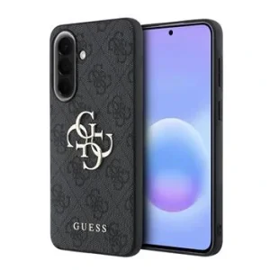 Husa spate Guess PU 4G cu logo metalic pentru Samsung Galaxy A57, gri
