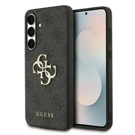 Husa spate Guess PU 4G cu logo metalic pentru Samsung Galaxy S25 FE, gri