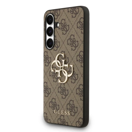 Husa spate Guess PU 4G cu logo metalic pentru Samsung Galaxy S25 FE, maro