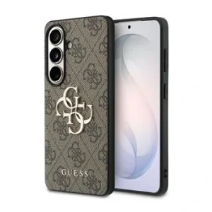 Husă spate Guess PU 4G cu logo metalic pentru Samsung Galaxy S26+, maro