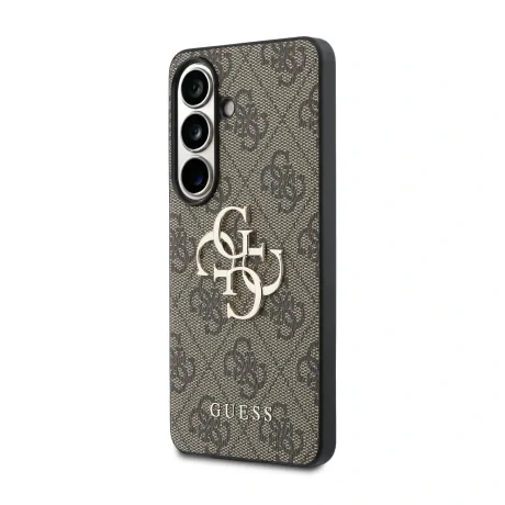 Husă spate Guess PU 4G cu logo metalic pentru Samsung Galaxy S26+, maro