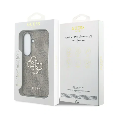 Husa spate Guess PU 4G cu logo metalic pentru Samsung Galaxy S26, maro