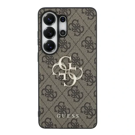 Husa spate Guess PU 4G cu logo metalic pentru Samsung Galaxy S26 Ultra, maro