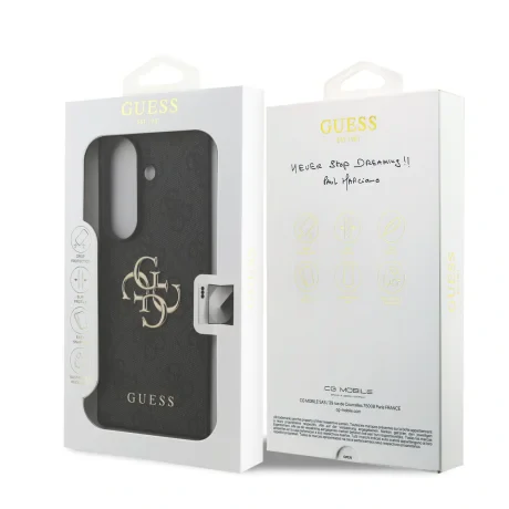 Husă spate Guess PU 4G cu logo metalic pentru Samsung Galaxy Z Fold 7, gri
