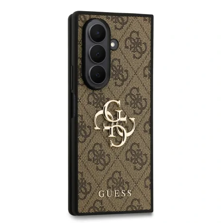 Husă spate Guess PU 4G cu logo metalic pentru Samsung Galaxy Z Fold 7, maro