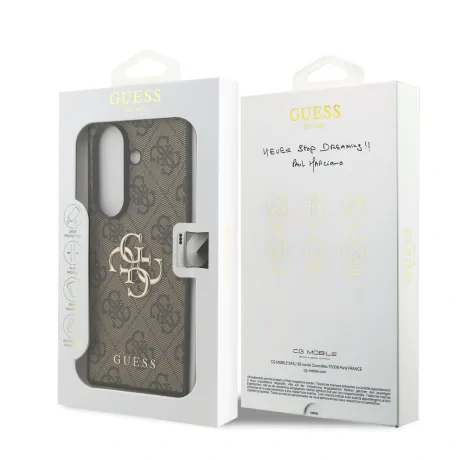 Husă spate Guess PU 4G cu logo metalic pentru Samsung Galaxy Z Fold 7, maro