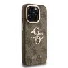 Husă spate Guess PU 4G cu logo metalic și cadru pentru cameră, maro, pentru iPhone 15 Pro Max