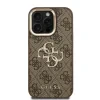 Husă spate Guess PU 4G cu logo metalic și cadru pentru cameră, maro, pentru iPhone 15 Pro Max