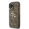 Husa spate Guess PU 4G cu logo metalic și cadru pentru cameră, maro, pentru iPhone 16