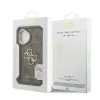 Husa spate Guess PU 4G cu logo metalic și cadru pentru cameră, maro, pentru iPhone 16