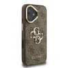 Husa spate Guess PU 4G cu logo metalic și cadru pentru cameră, maro, pentru iPhone 16