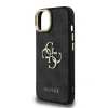 Husă spate Guess PU 4G cu logo metalic și cadru pentru cameră, pentru iPhone 13, neagră
