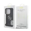 Husă spate Guess PU 4G cu logo metalic și cadru pentru cameră, pentru iPhone 15 Pro, neagră
