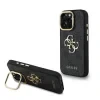 Husă spate Guess PU 4G cu logo metalic și cadru pentru cameră, pentru iPhone 15 Pro, neagră