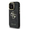 Husă spate Guess PU 4G cu logo metalic și cadru pentru cameră, pentru iPhone 15 Pro, neagră