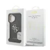 Husă spate Guess PU 4G cu logo metalic și cadru pentru cameră, pentru iPhone 16, neagră