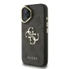 Husă spate Guess PU 4G cu logo metalic și cadru pentru cameră, pentru iPhone 16, neagră