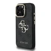 Husă spate Guess PU 4G cu logo metalic și cadru pentru cameră, pentru iPhone 16 Pro, neagră
